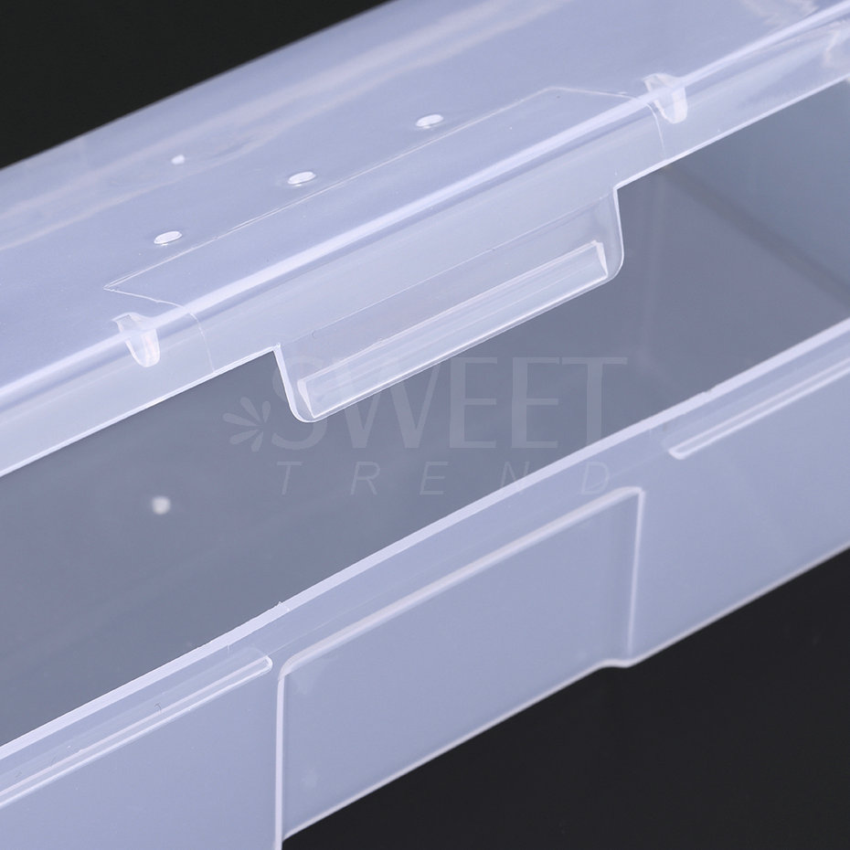 Caja de almacenamiento para decoración de uñas, organizador de piezas de uñas, contenedor de plástico cuboide rosa transparente, estuche de embalaje para lima de cepillos de uñas, herramientas de manicura