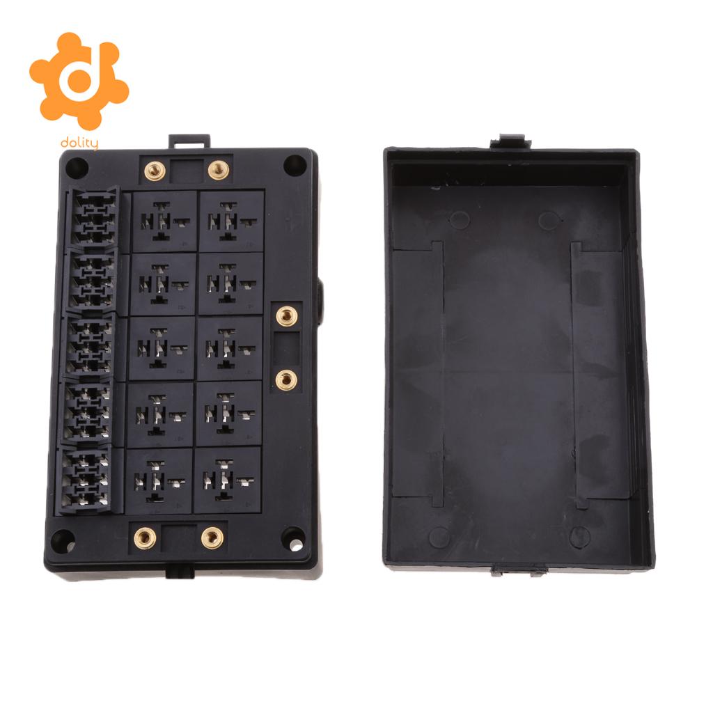 Car 18-Way Blade Fuse Holder 10-Way Relay Socket Fusebox Distribution Block