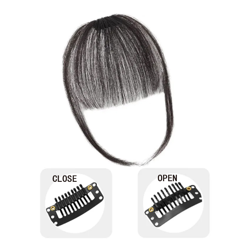 Peluca con flequillo de aire de estilo francés sintético, herramienta de peinado, extensión de cabello con Clip, peluca con borla falsa, flequillo con Clip para el cabello para mujer