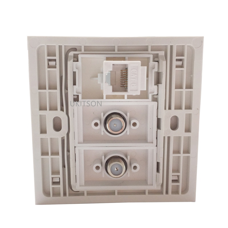 Hunn til hunn katt 6 rj45 lan stikkontakt med 2 rf hode tv støpsel dtv støpsel frontplate 86 x 86mm