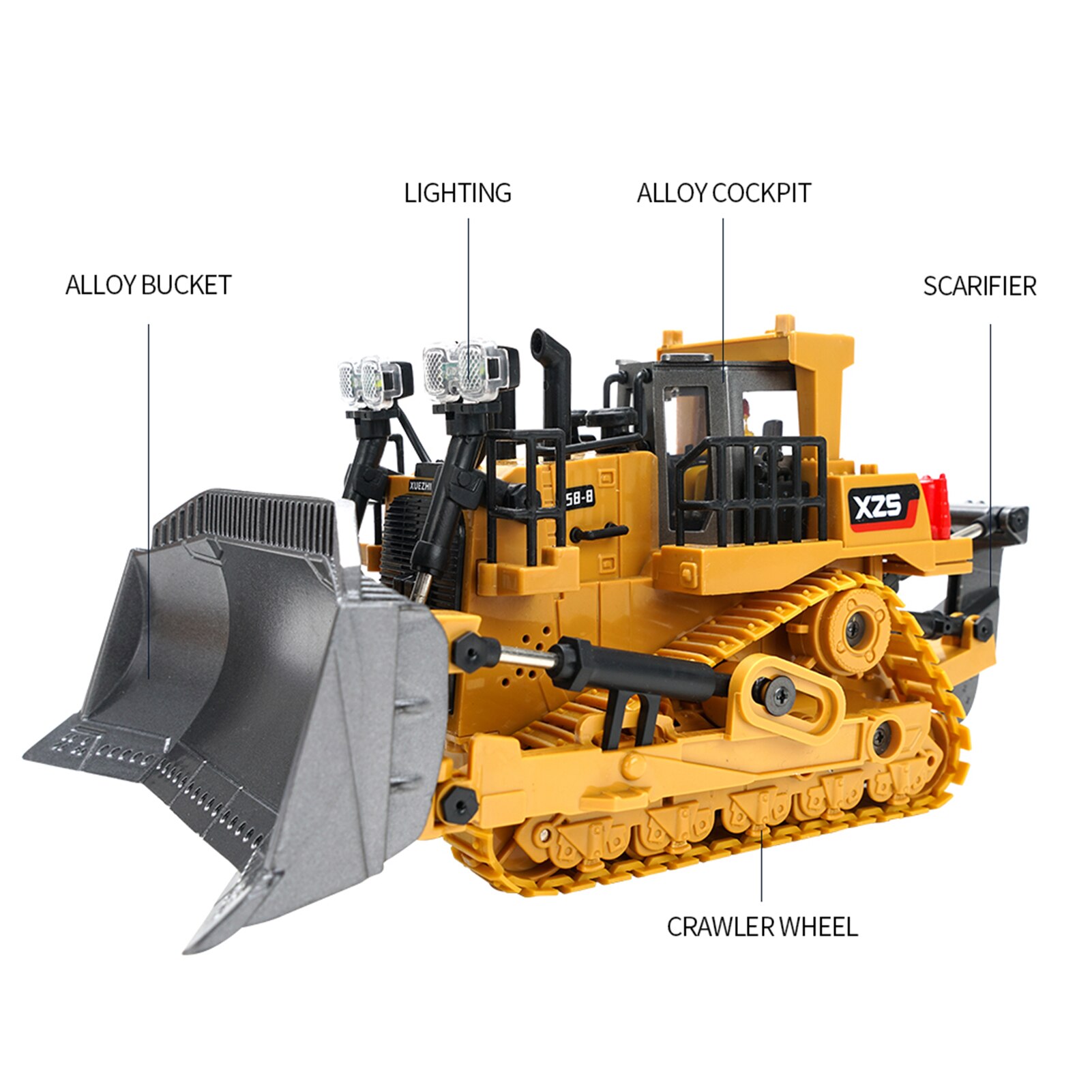 1:24 2.4G 9CH Rc Bulldozer Legering Tractor Bouw Techniek Voertuigen Verlichting Simulatie Geluid Functie Educatief Speelgoed