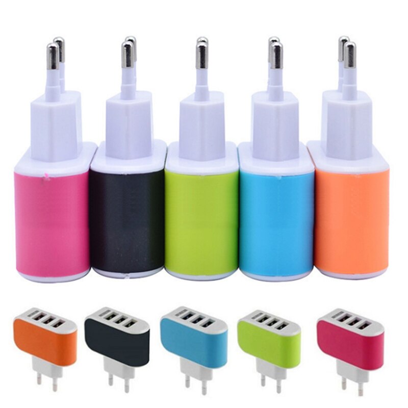 Mini Multi Port Usb Charger 3 Poorten Adapter Travel Wall Ac Voeding Voor Samsung Iphone Mobiele Telefoons Pp Vlam