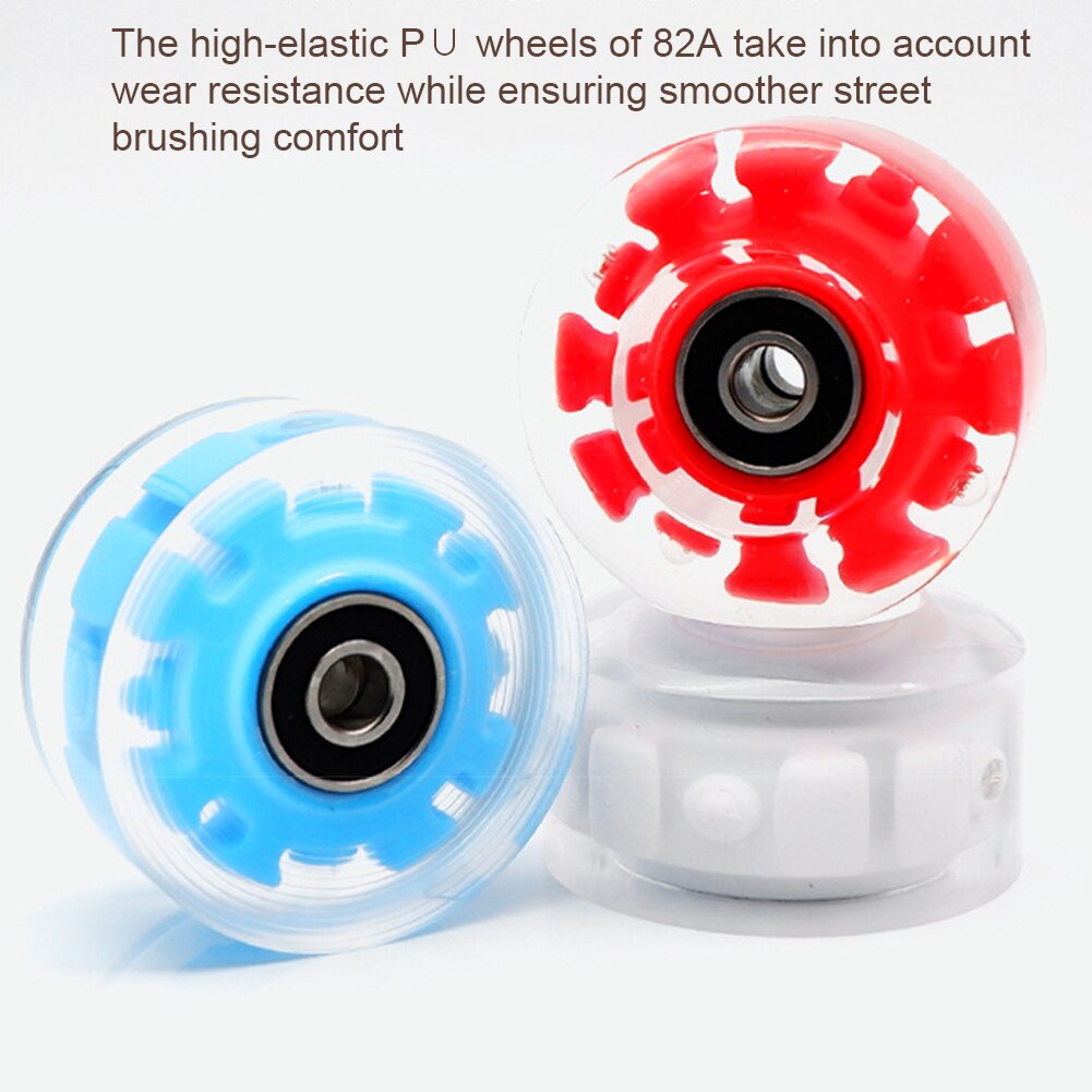 4pcs Skating Light Up Sliding Accessories Luminous Transparent With BankRoll Bearings Roller Skate Wheels Outdoor Double Row PU