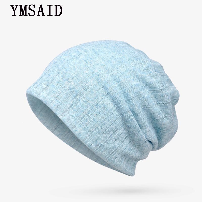 Ymsaid merk zomer dunne ademende heren dames gebreide mutsen zomer mutsen skullies mutsen multifunctionele muts: Waterblauw