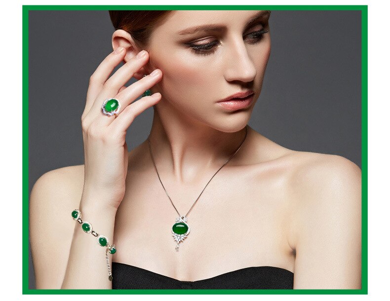 Verde smeraldo Del Pendente per Le Donne in Argento S925 giada Del Pendente Della Collana Bizuteria turchese pierscionki Della Pietra Preziosa naszyjnik collares