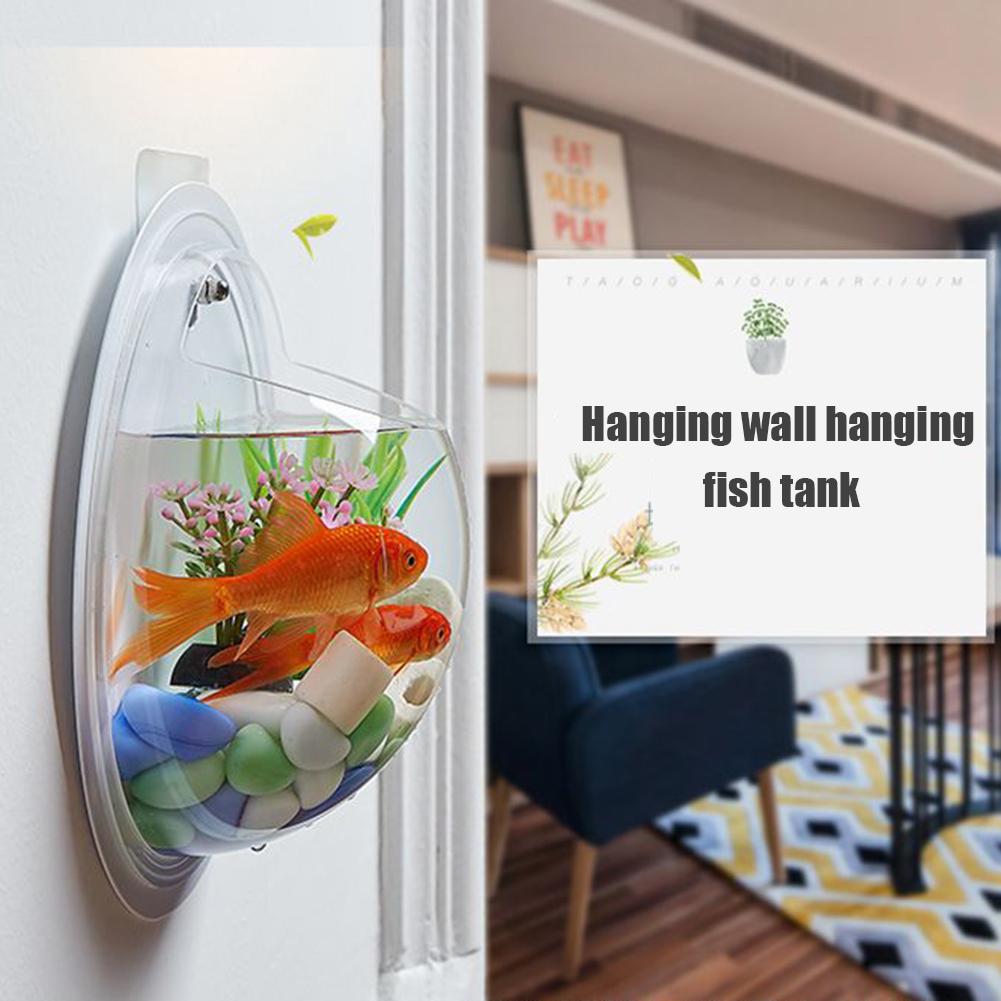 Acrylic Fish Bowl Wall Hanging Small Fish Tank Aquarium Plant Ecology Pot Home Wall Decoration Aquatic Pet Supplies