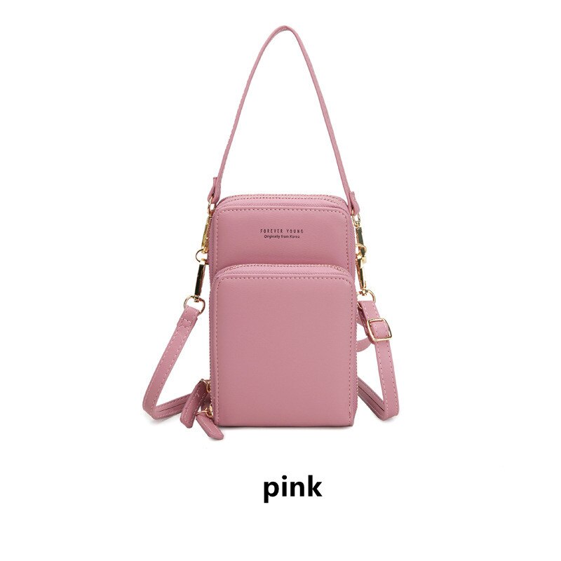 Puou novo plutônio couro celular bolsas moda uso diário cartão titular pequeno saco de ombro verão para bolsas femininas: pink