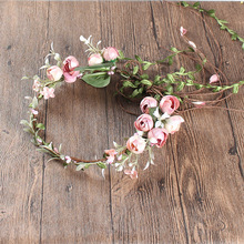 Ladies Decor Elastic Artificial Flower Headband Sweet Wreath Accessories Bridal Hair Band Crown Garlands