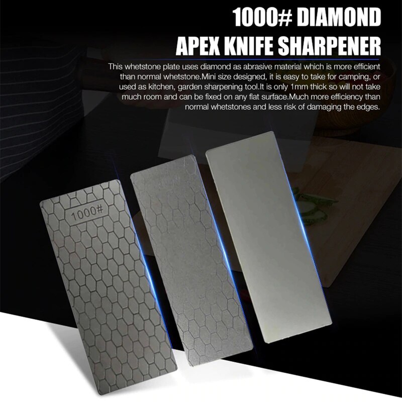 Diamond Sharpening Stone Knives Diamond Plate 400 or 1000 Thin Whetstone Knife Sharpener Grinder Honing Tools