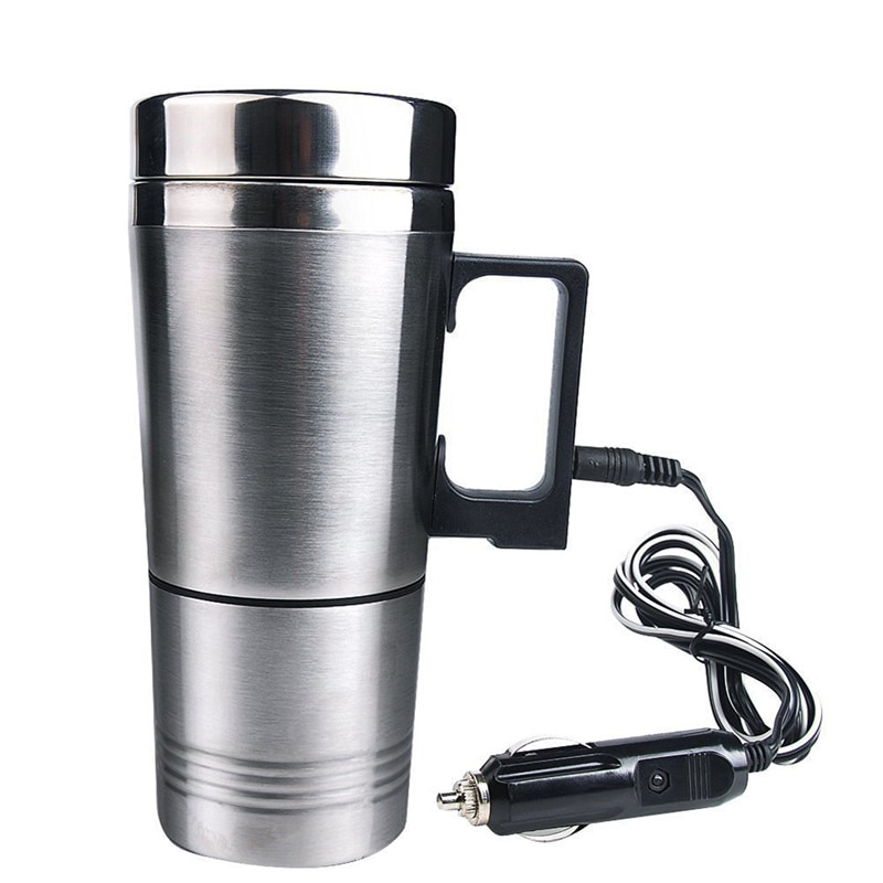 Voiture en acier inoxydable 24v voyage taille électrique café lait thé eau tasse bouilloires tasses à boire réchauffeur Thermos pour voiture