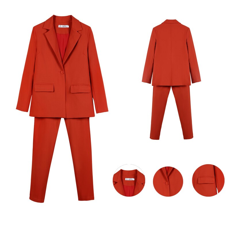 Work Pant Suits OL 2 Piece Set for Women Business Interview Uniform Blazer and Pencil Pant Office Lady