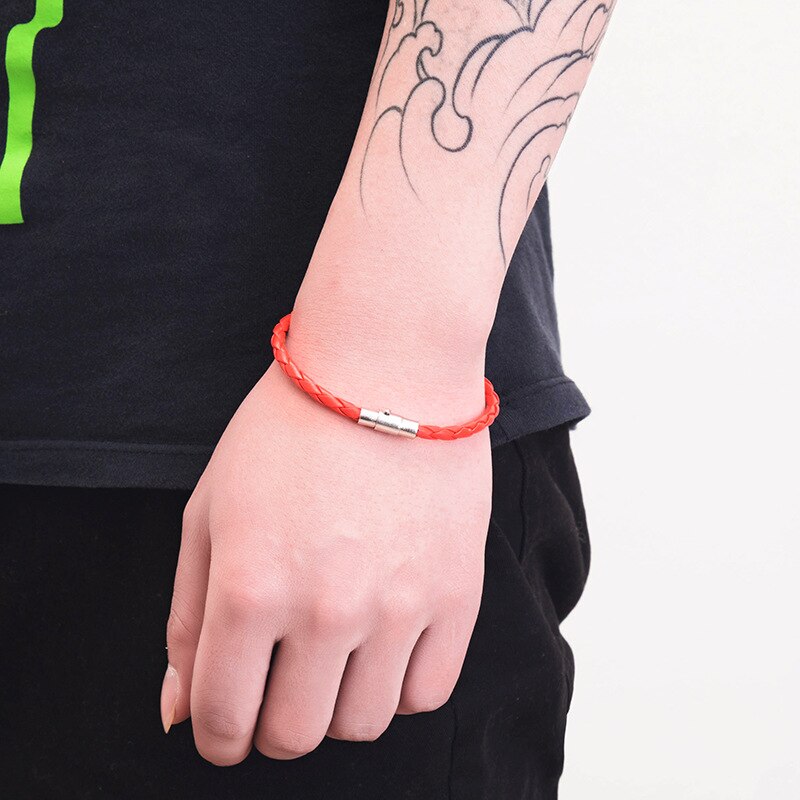 Theeleeshipin mænds armbånd brun sort flettet læder armbånd mænds magnetlås smykker 4 6mm