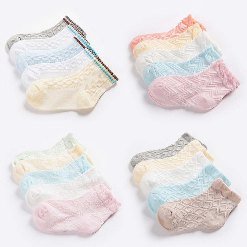 5 paar katoenen mesh sokken lente en zomer baby kniekousen kinderen ademende jongens meisjes sokken