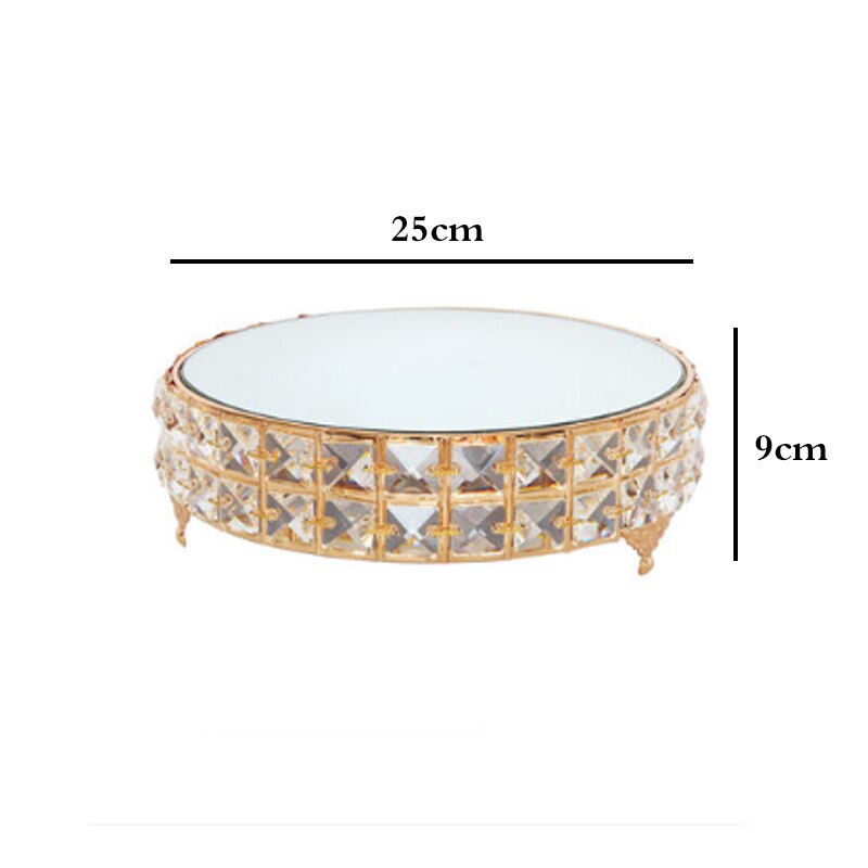 High-end Metal Mirror Cake Stand Wedding Dessert Table Crystal Cake Table Decoration Glass Fruit Plate Pastry Display Plate: 1pcs4