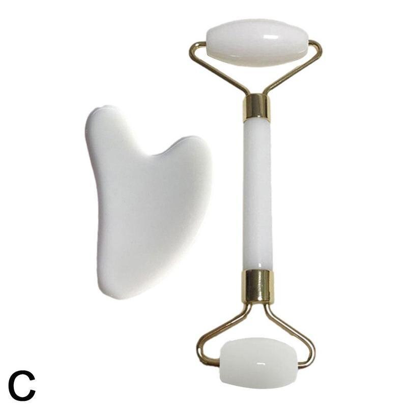 2 sztuk/zestaw żywicy wałeczek robić masażu twarzy zestaw Gua Sha skrobak pokładzie podnoszenie twarzy w górę preparat przeciwzmarszczkowy Gua Sha urządzenie robić masażu twarzy: C