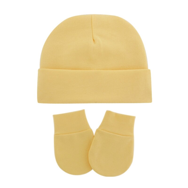 Unisex Baby Infants Anti Scratching Cotton Gloves+Hat Set Newborn Mittens Warm Cap Kit Cute: Y