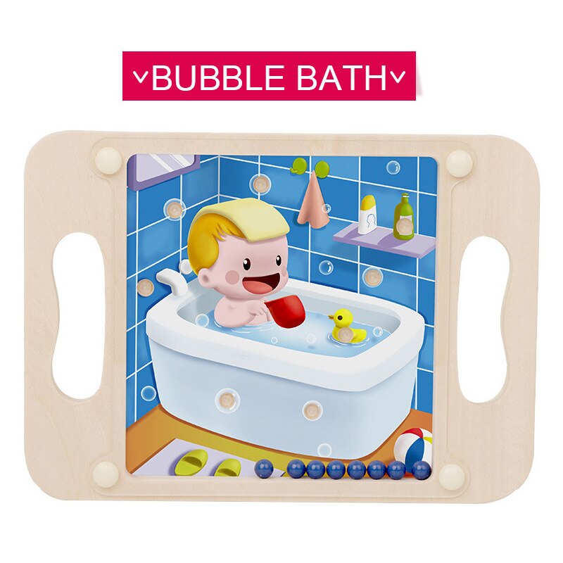 Kinderen houten speelgoed puzzel klasse labyrinth game kinderen labyrint bal balance game houten palm leren speelgoed voor kinderen: Bubble bath