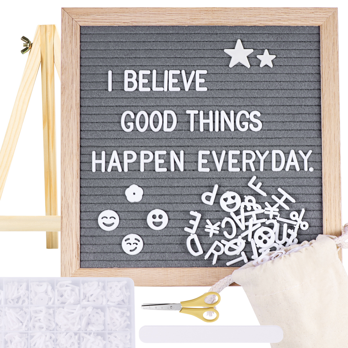 STOBOK 10x10 Inches Grey Felt Letter Board Set Practical Message Board For Craft Classroom Restaurant Announcement Decor