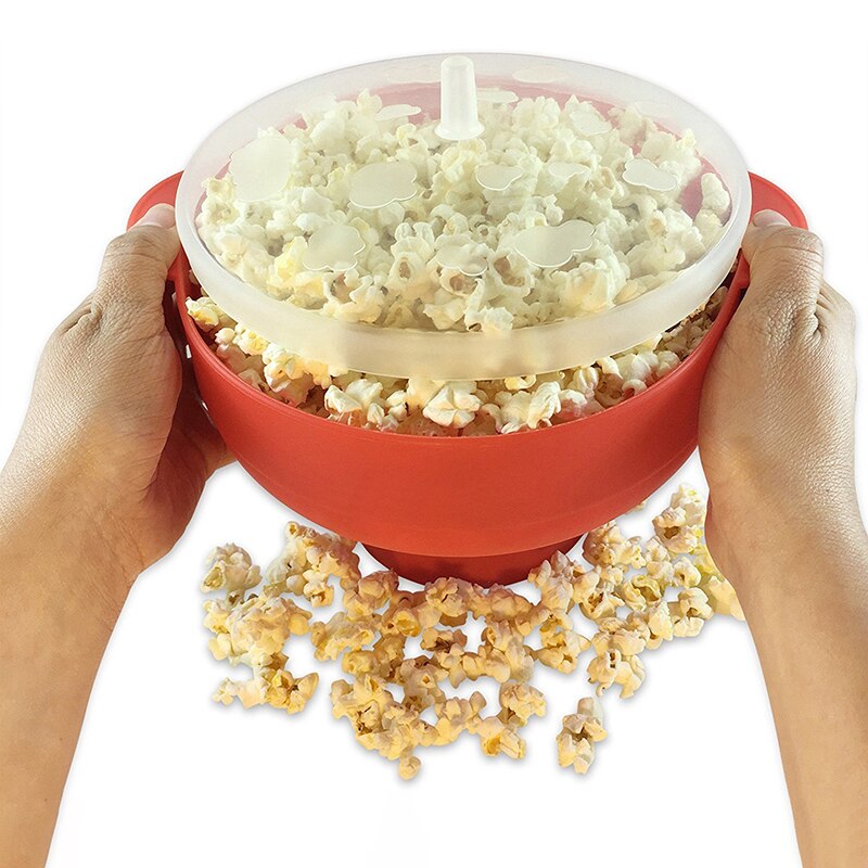 Cubo de palomitas de maíz único, Cubo de palomitas de silicona plegable para microondas, resistente a altas temperaturas, grande con tapa, cuenco