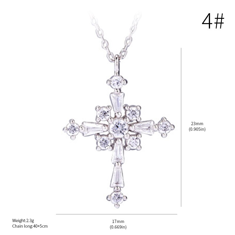 Diverse Mode Kruis Hanger Ketting Voor Vrouwen 925 Sterling Zilveren Religieuze Sieraden Oude 18K Goud Huwelijksgeschenken Diamanten: Silver necklace  4