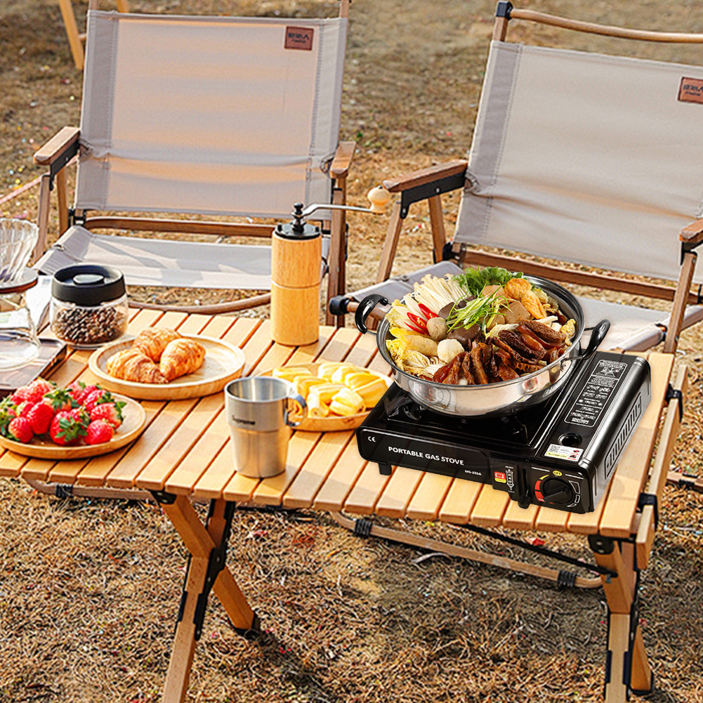 Portable Backpacking Stove Stainless Steel Outdoor Gas Tank Stove with Carry Case Stove Backpacking Stove for Camping Hiking