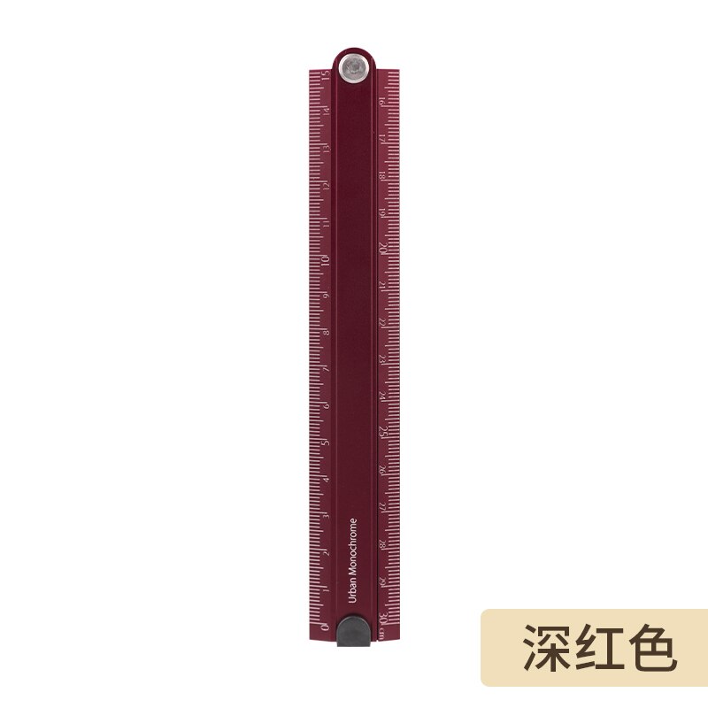 KOKUYO 90 degree Aluminum Alloy Metal Foldable Ruler 15cm-30cm Folding Simple Stationery Urban Monochrome WSG-CLUW30: 1pc Dark Red