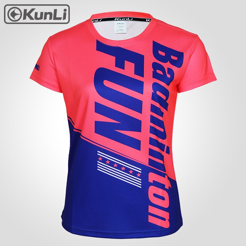 Kunli korte mouwen tennis shirt vrouwen outdoor sport badminton kleding running kleding T-shirt basketbal Volleybal shirt: XL