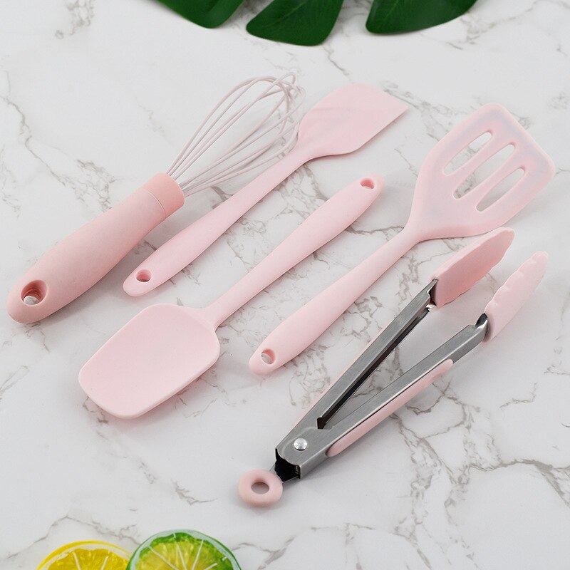 Roze Siliconen Keukengerei Sets Kawaii Voor Gerechten Gereedschap Accessoires Hoge Temperatuur Weerstand Vrij Combineren
