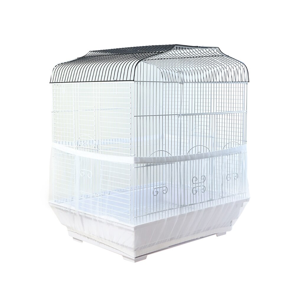Luchtige Stof Mesh Huisdier Vogel Papegaai Kooi Bescherming Cover Zaad Catcher Guard Shell Papegaai Kooi Cover Bescherming Mesh Doek: White / S