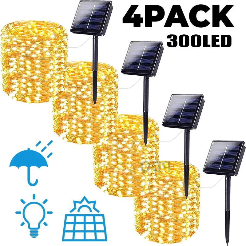 Weihnachten Dekor draussen LED Solar- Schnur Licht LED funkeln Wasserdichte Lampe Garten Lichterkette für Party Dekor 6m/12m/23m/33m