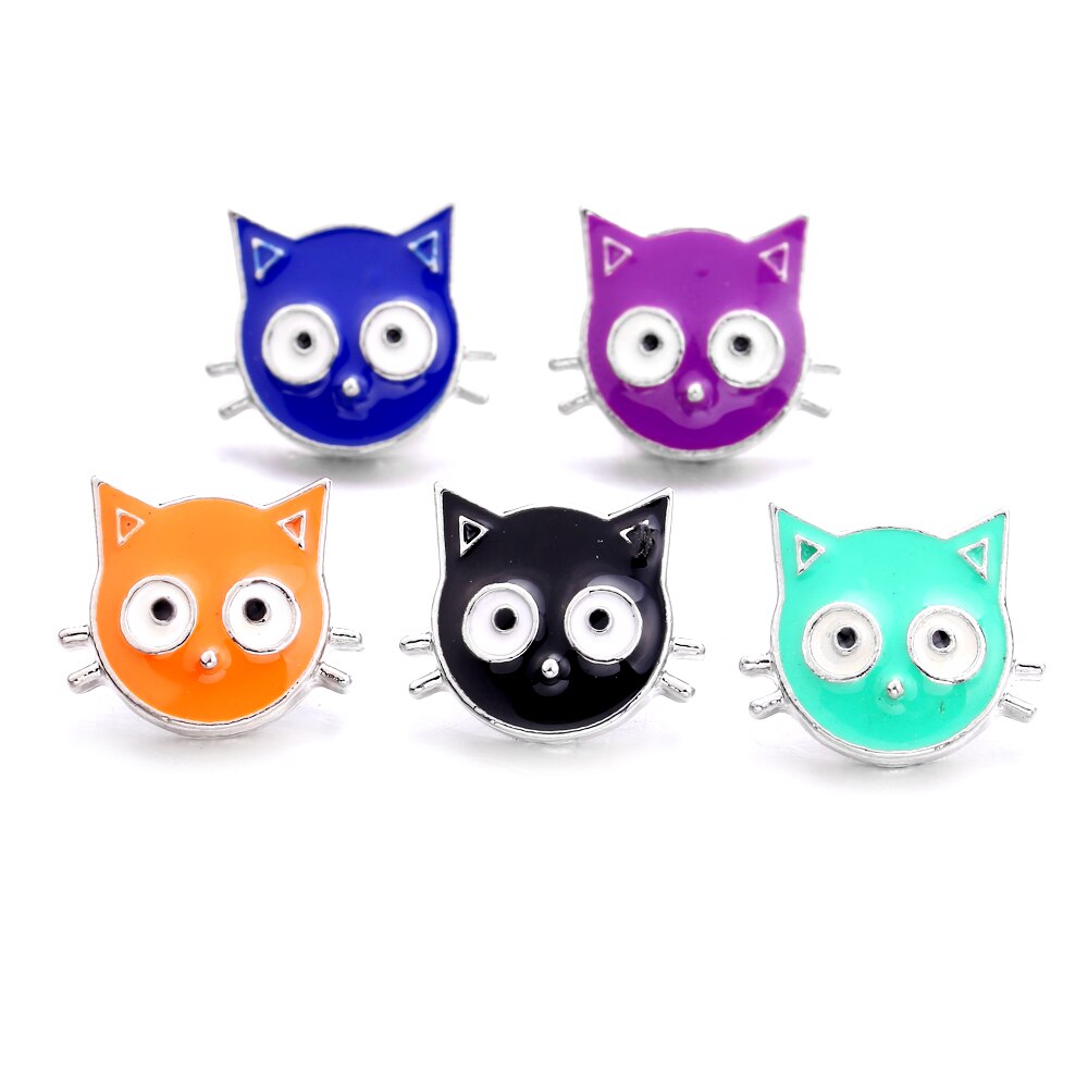 cat Mini Buttons Charms 12mm Metal Snap Button for snap jewelry XH6015