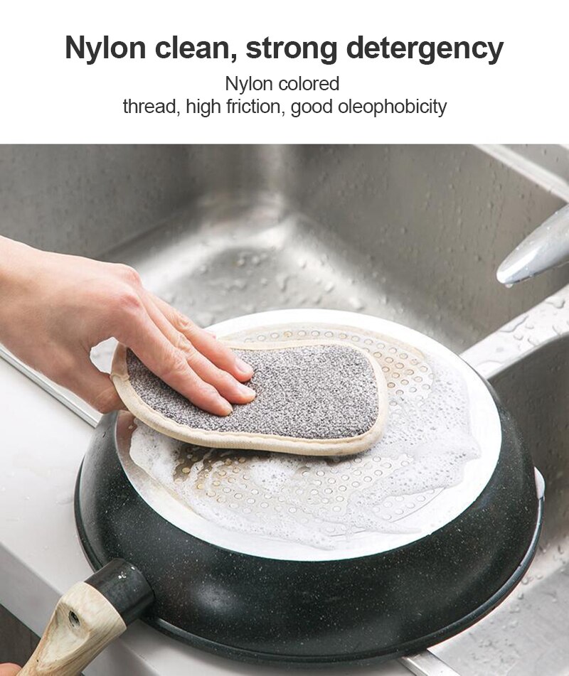 5Pcs Efficient 2 in 1 Super Absorbent Microfiber Kitchen Dish Cloth Non-stick Oil Household Cleaning Wiping Towel Kichen Tool