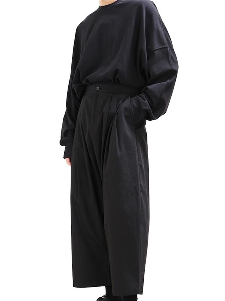 Männer's lässig Hose weit-Bein Hose culottes neun-Punkt Hose lose dunkel