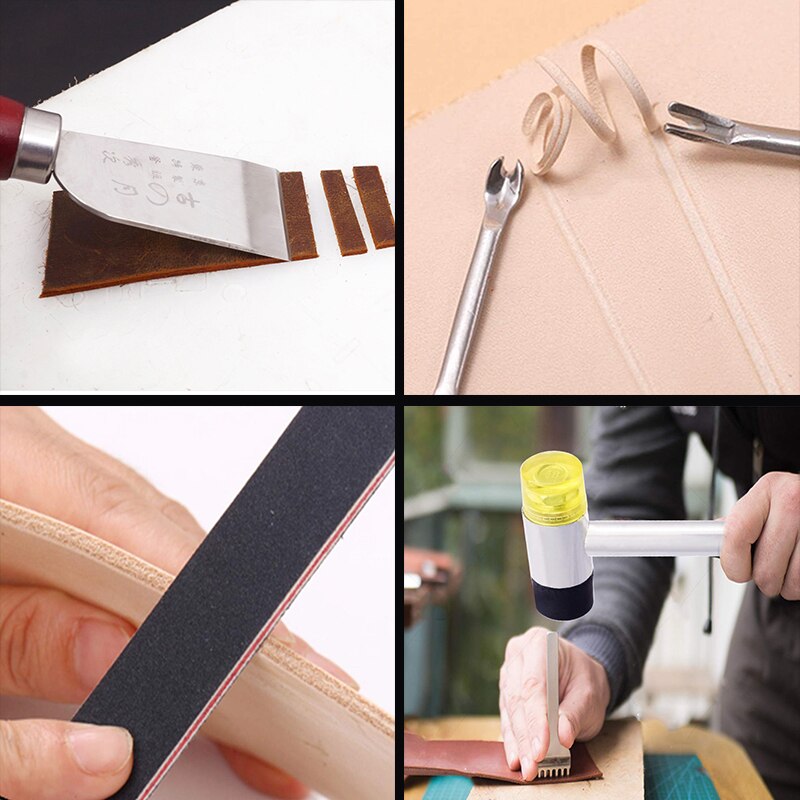 DIY Leather Craft Tools Kit Hand Sewing Stitching Punch Carving Work Set Accessories