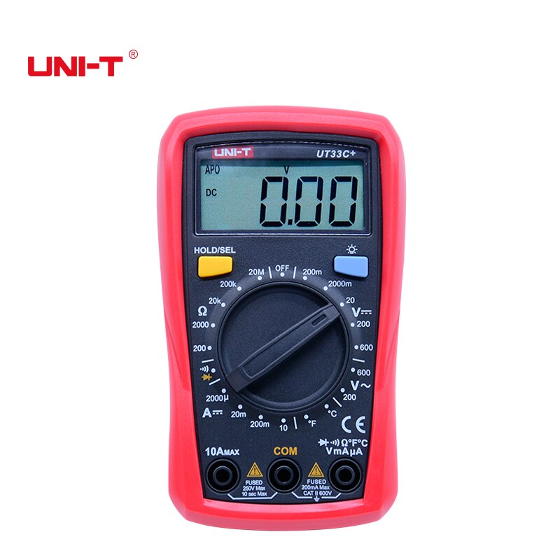 Uni-t  ut33 -serien digitale multimetre i håndfladestørrelse elektrisk håndholdt amperemeter multitester med baggrundslys datahold: Ut33c