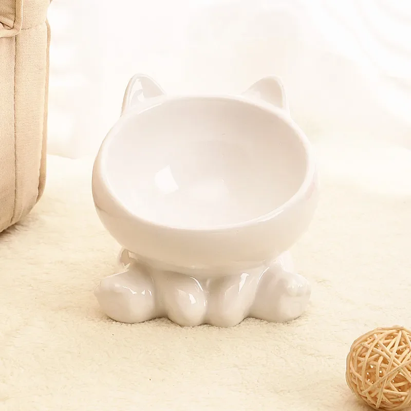 Katze Schüssel Haustier Zubehör Keramik Diagonale Hohe Füße Nette Schutz Halswirbelsäule Hund Schüssel Trinken Wasser Schüssel Haustier Liefert