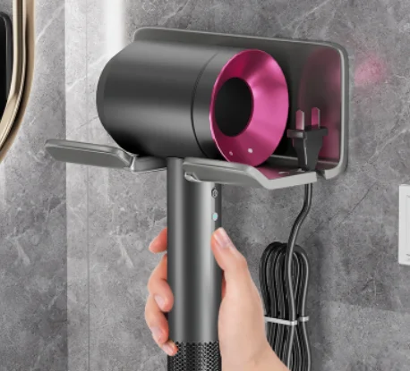 Zauberstab-Haartrockner Halfter Haar glätter Trockner Haarst änder Regal Schlecht Organizer Punsch freie verwöhnen ohne Bohren: Licht Grau