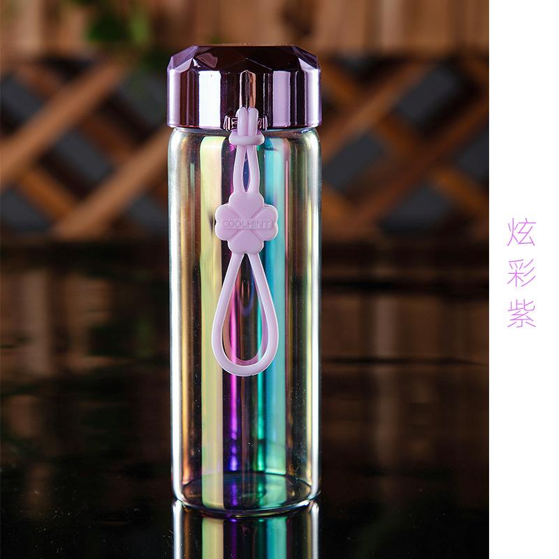 380ml Nano mirror glass Can put microwave-proof glass Student child milk cup Coffee Tea Milk Travel Mug Thermo Bottle: Bright Purple