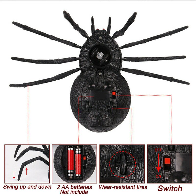 Scary Creepy Simulated Spider Remote Control Toys Prank Kids Child Halloween Party Decor BM88