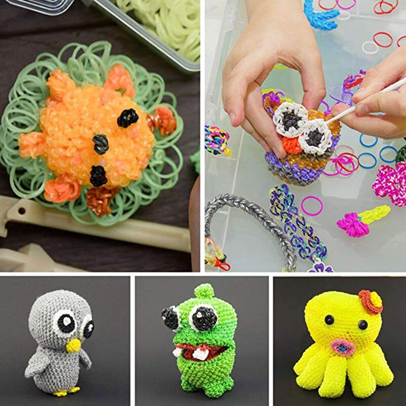 DIY Toy Loom Rubber Bands 10000pcs Silicone Bands Elastic Refill Kit ABC Stickers Bracelet Making kit for Girls Weave Loom Bands