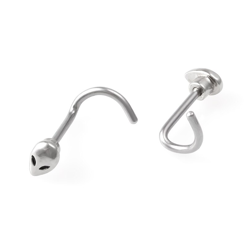 2PCS Stainless Steel Alien Nose Ring Helix Nose Stud Unisex Nose Bone Ring 20G Septo Ring Piercing Nose Septum Jewelry In Body: Default Title