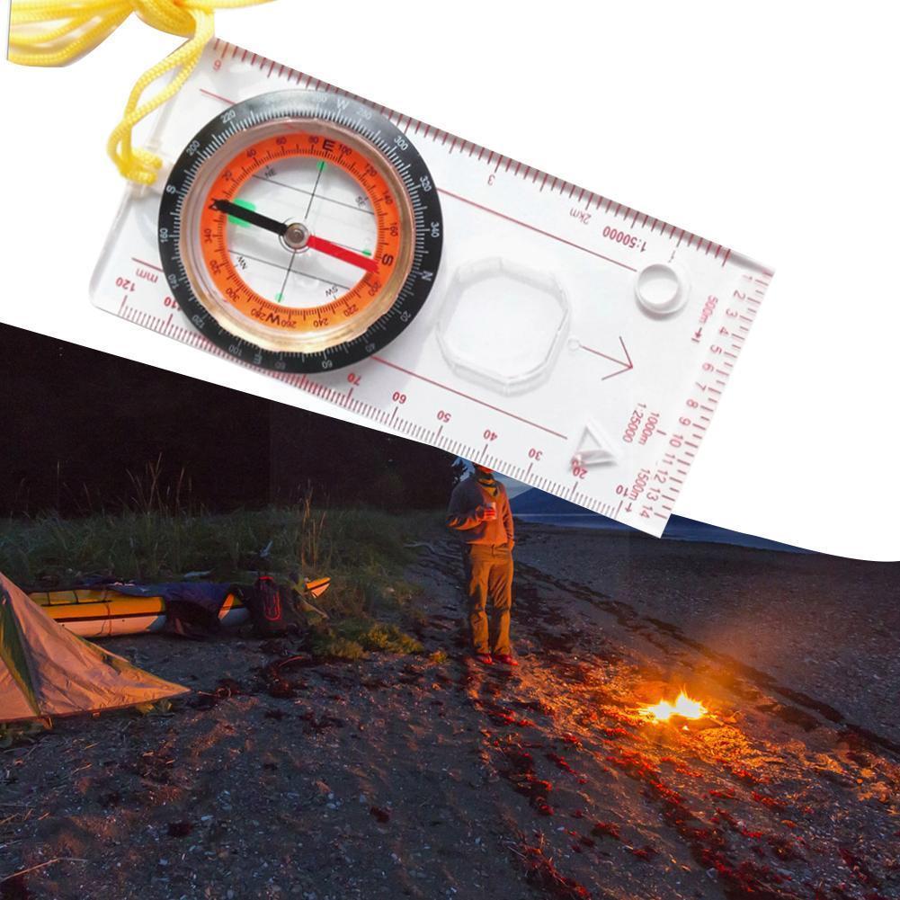 Mini Compass Map Scale Ruler Multifunctional Hiking Tool Camping Survival Equipment Outdoor Guiding R2S2