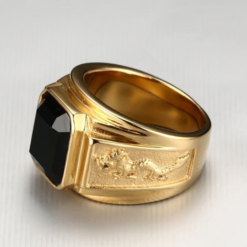 Shengmei Vintage CZ Zirkonium Stone Lichtmetalen Ring voor Mannen Mode Punk Stijl Man Ringen Bijoux mannen Sieraden