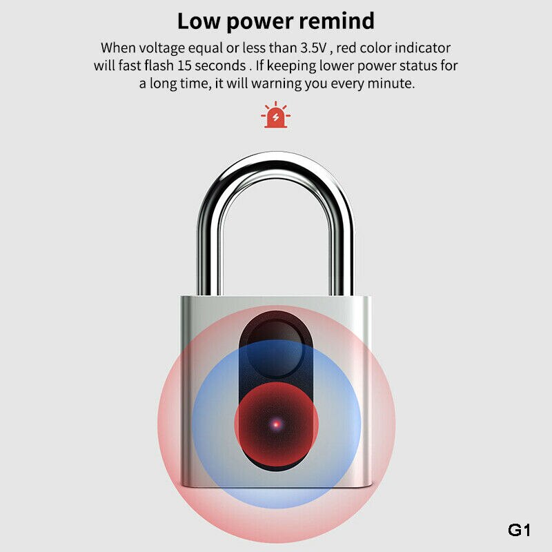 Waterproof Gate Lock Garage Warehouse Door Padlock Keyless Electronic Lock USB-Charge Cabinet Biometric Fingerprint padlock