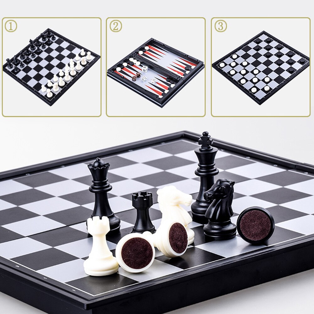 Road International Chess Folding Chess Magnetic Chess 3in1 Backgammon Checkers Set Board Game Portable Board Party Game Toys