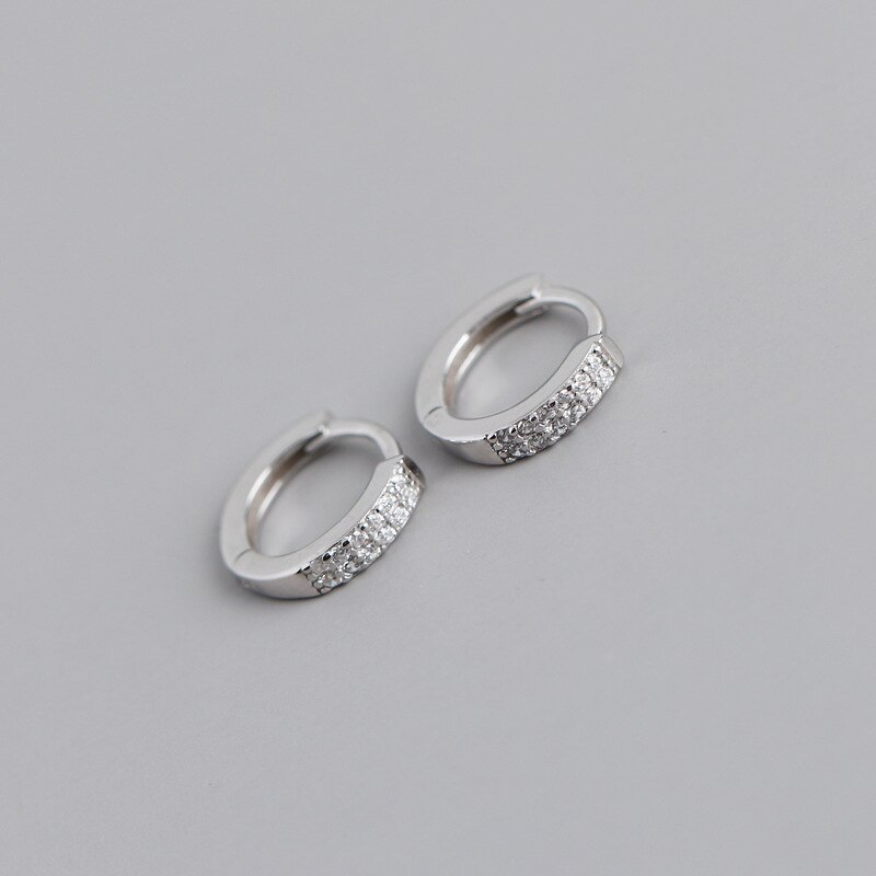 925 Sterling Silver Earring Zircon Wave Geometry Ear Ring Ear Bone Ear Buckle Mini Cute Trend Wild Boy Girl Ear Jewelry: 1 pair silver 8mm