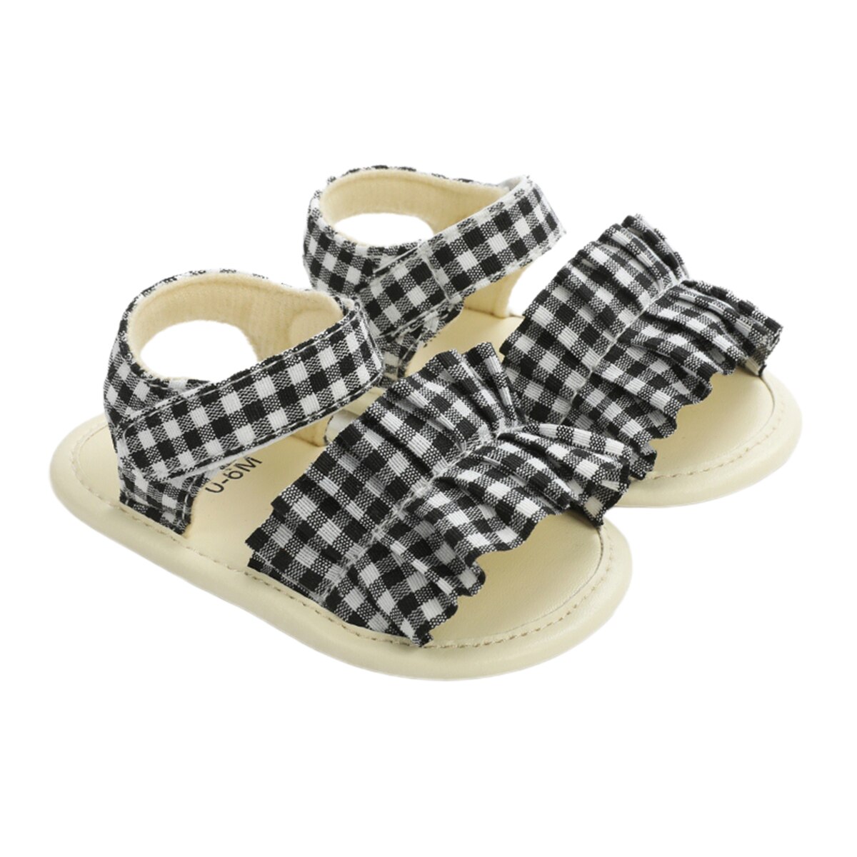 Sandalias de verano para bebé niño niña niño suela blanda de lona zapatos planos antideslizantes con volantes bonitas sandalias con Velcro para 0-18 meses: D / 7-12 meses
