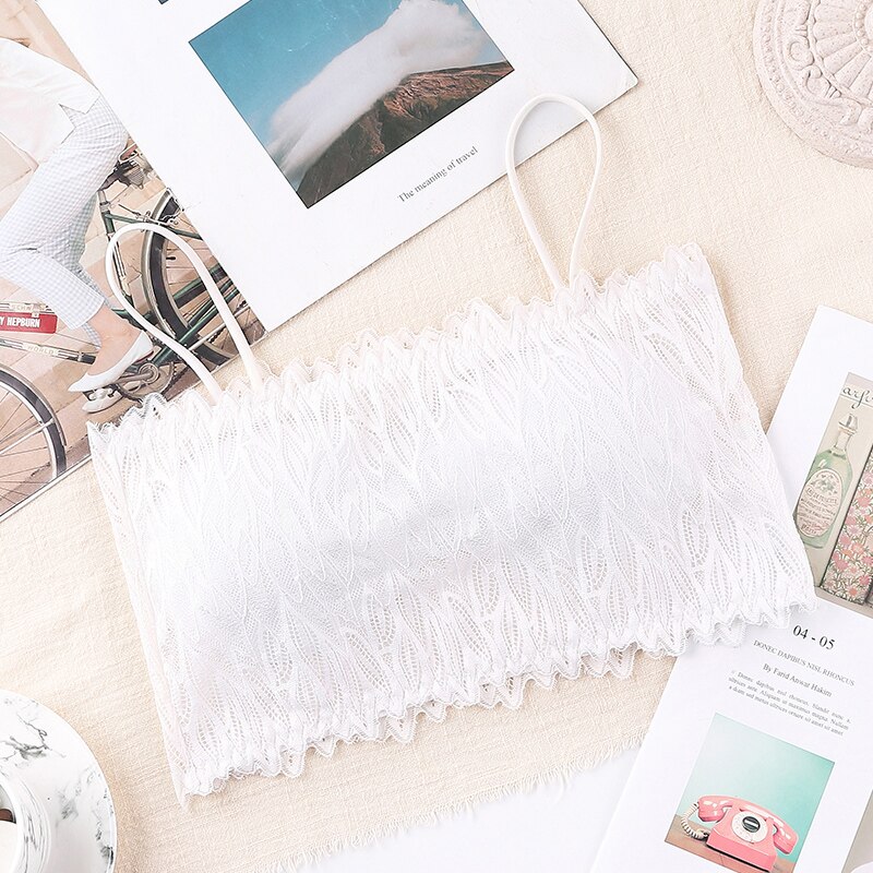 Lace Bra for Small Breasts Kids Girl Solid Bra Top Vest Children Training Bra Teenager Underwear Young Girl Wirefree Bras: white