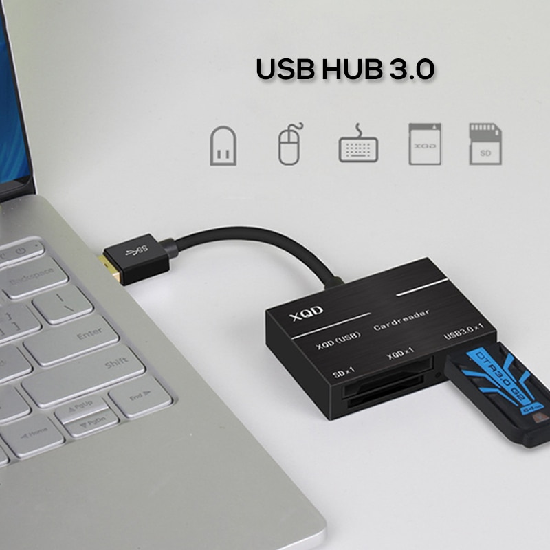 Professionele Xqd Sd Kaartlezer Tot 500 Mb/s Hoge Snelheid XQD2.0 Usb 2.0 USB3.0 Hub Camera Kit Adapter Zilver usb 3.0 Reader