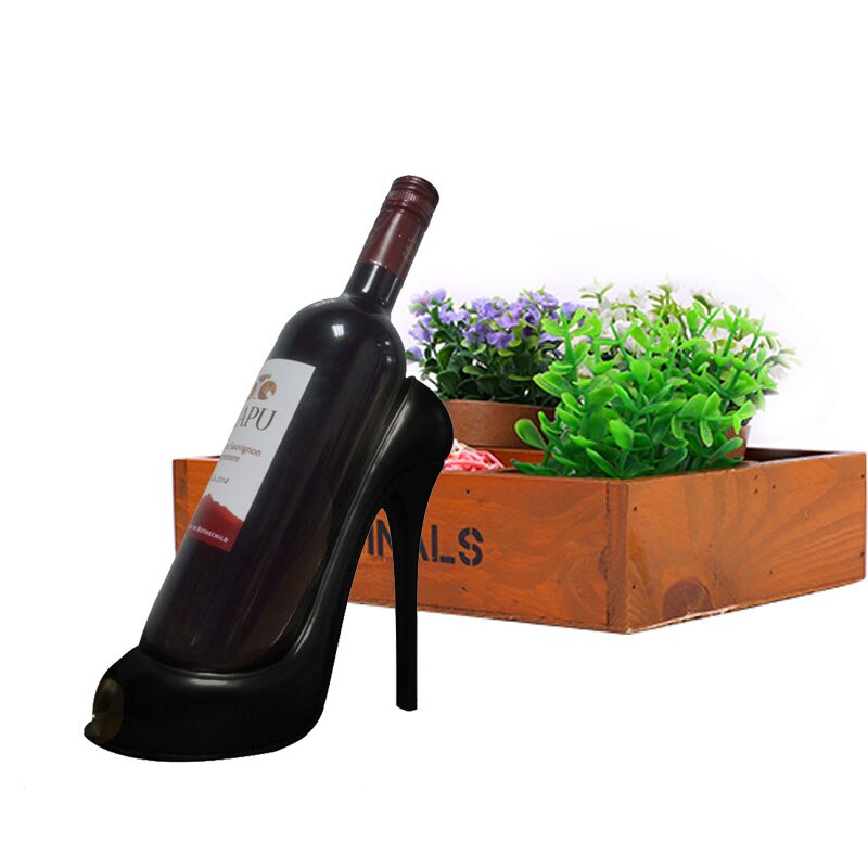 Haut talon chaussure vin porte-bouteille étagère panier accessoires pour la maison rouge chaussure casier à vin porte-bouteille: Black